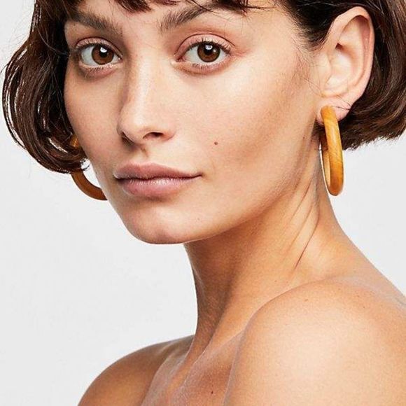 Free People Jewelry - Free People wood hoop earrings
